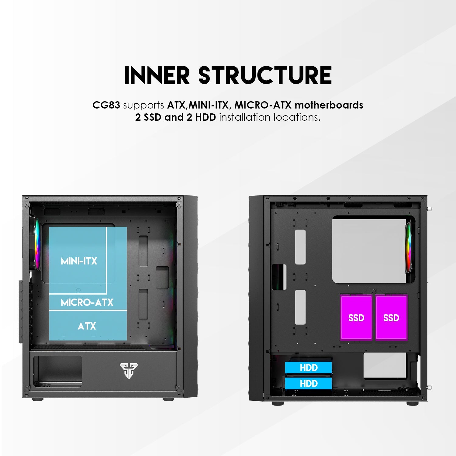 Fantech Aero 2 CG83 Middle Tower Case Tower Case & Monitor 45 JOD