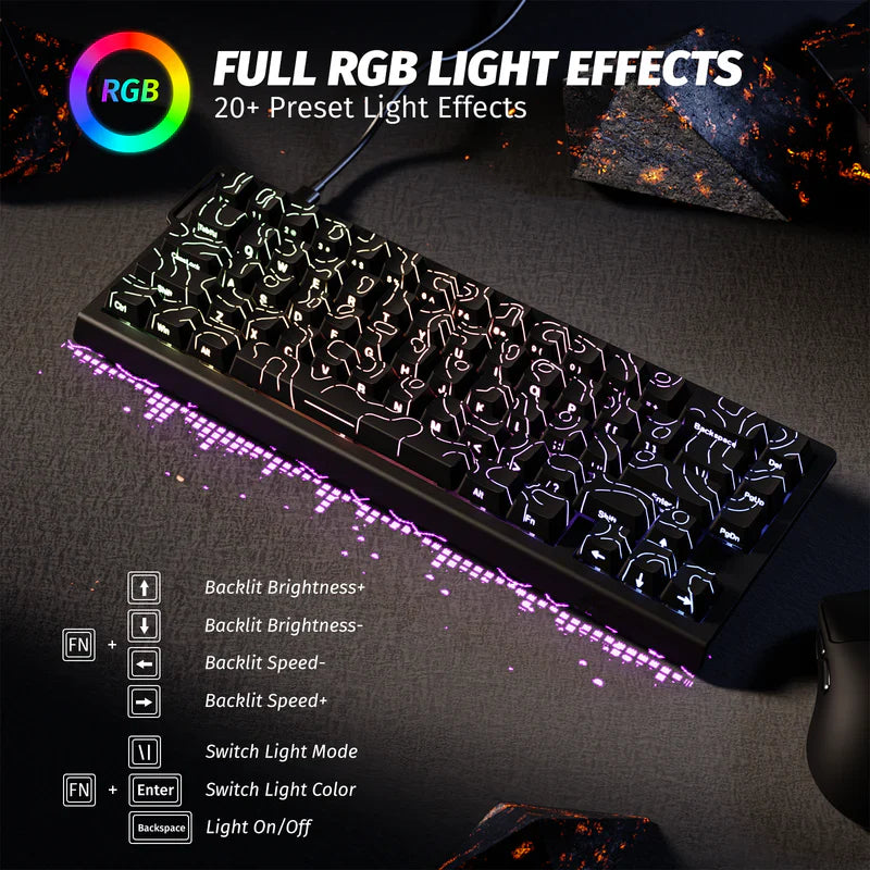 ATTACK SHARK X68 HE Rapid Trigger Mechanical Gaming Keyboard 60% Wired TKL with Adjustable Actuation,Hall Effect Magnetic Switch,8KHz Polling Rate,RGB Backlit,Top Mount for PC Mac Esport Gamer(Black) - - Fun Touch Shop