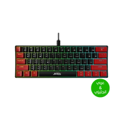 For JEDEL KL69 60% Mechanical Gaming Keyboard (Arabic/English) – Rainbow LED Backlit – 61 Keys Key – Blue Switches –Double injection key caps Illumination – USB Wired For PC (Black/Red) - - Fun Touch Shop