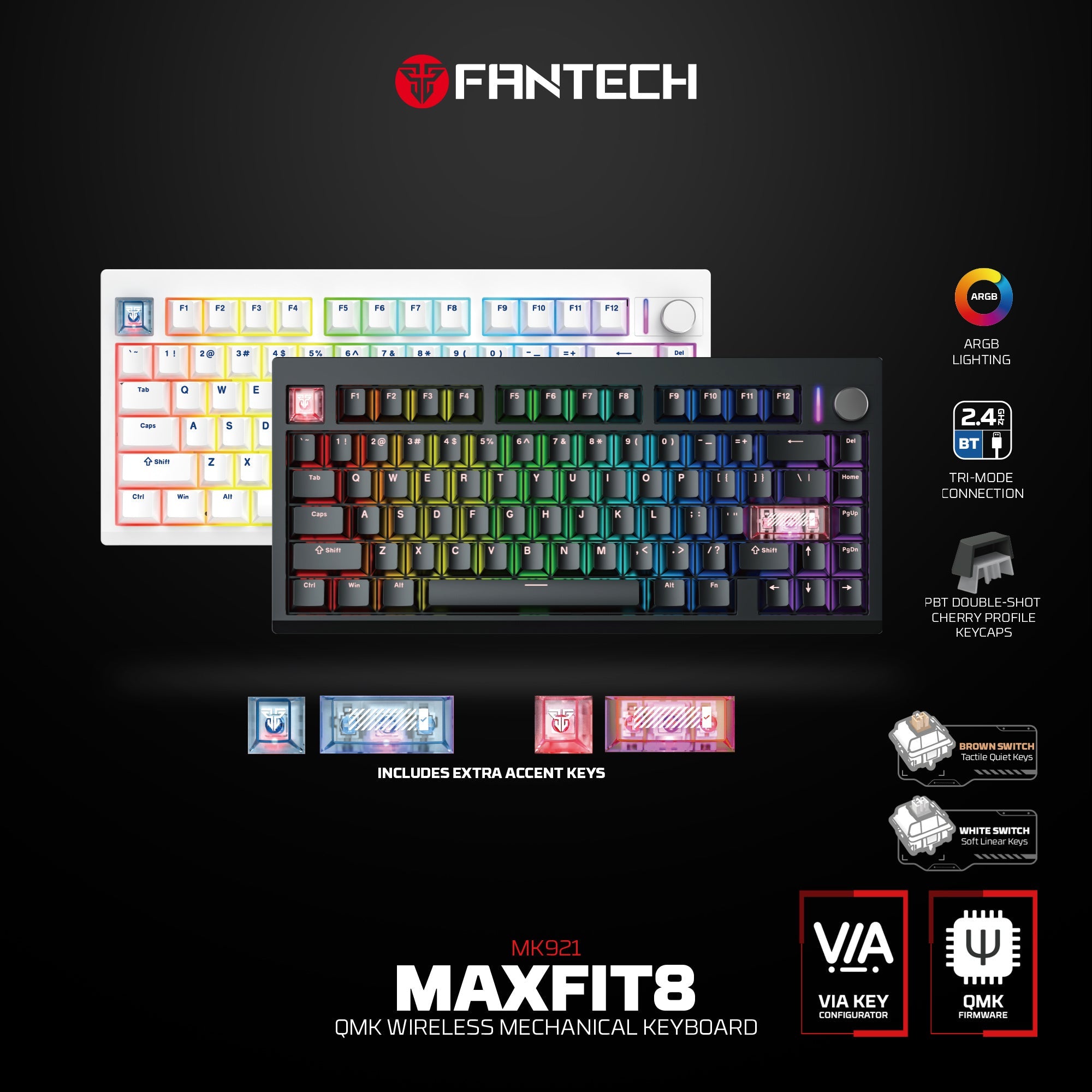 Fantech MK921 MAXFIT8 QMK Mechanical Keyboard  MK921 - - Fun Touch Shop