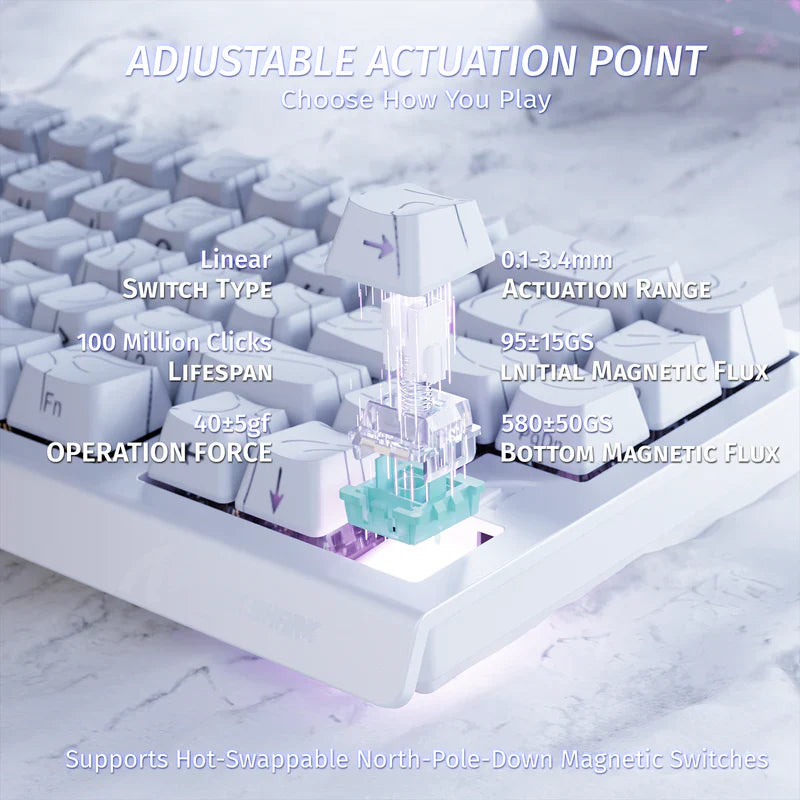 ATTACK SHARK X68 HE Rapid Trigger Mechanical Gaming Keyboard 60% Wired TKL with Adjustable Actuation,Hall Effect Magnetic Switch,8KHz Polling Rate,RGB Backlit,Top Mount for PC Mac Esport Gamer(White)) - - Fun Touch Shop