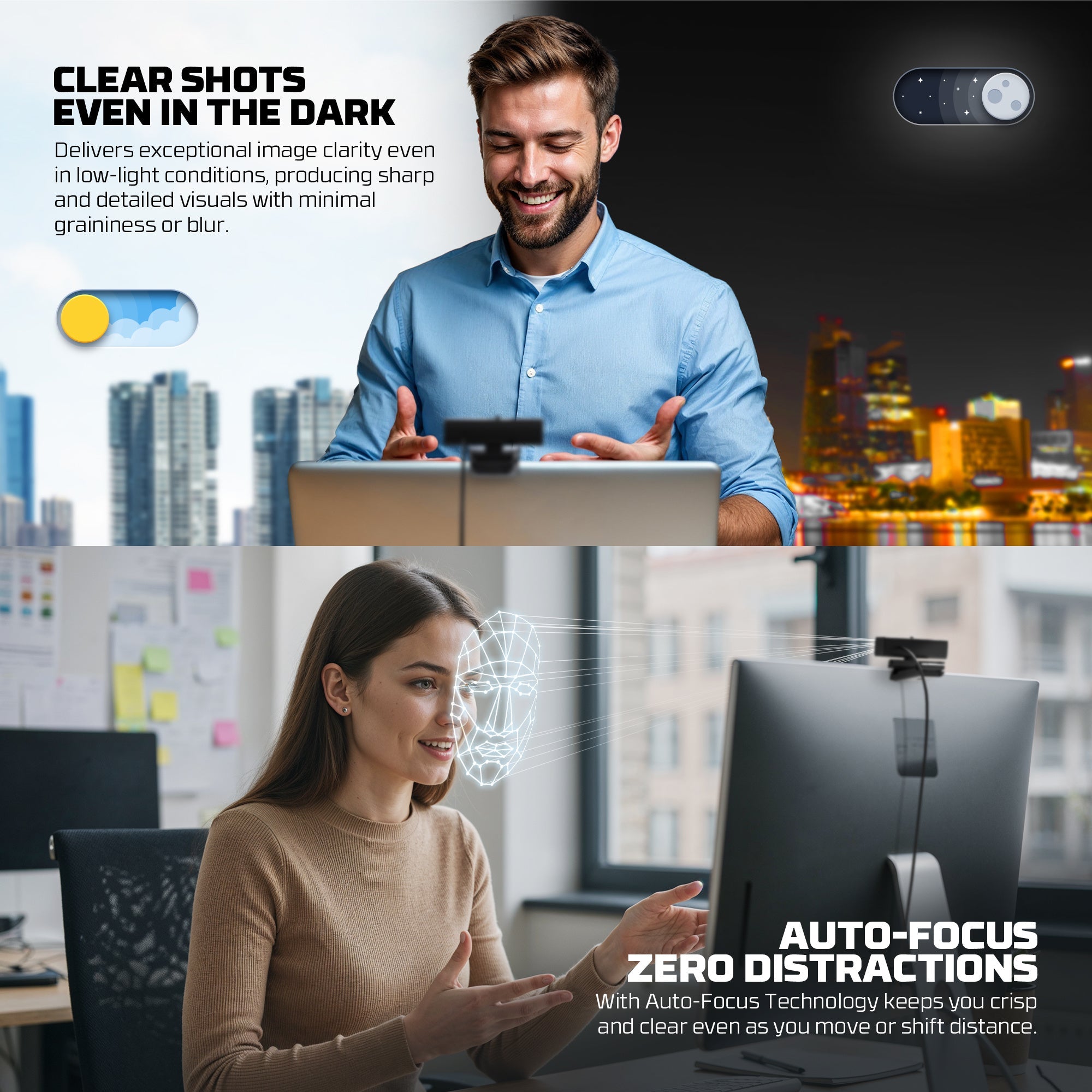 Fantech Luminous C50 Quad High-Definition Webcam 2K Quad-HD Support 60 FPS & 3D Noise Cancelling Mic - - Fun Touch Shop