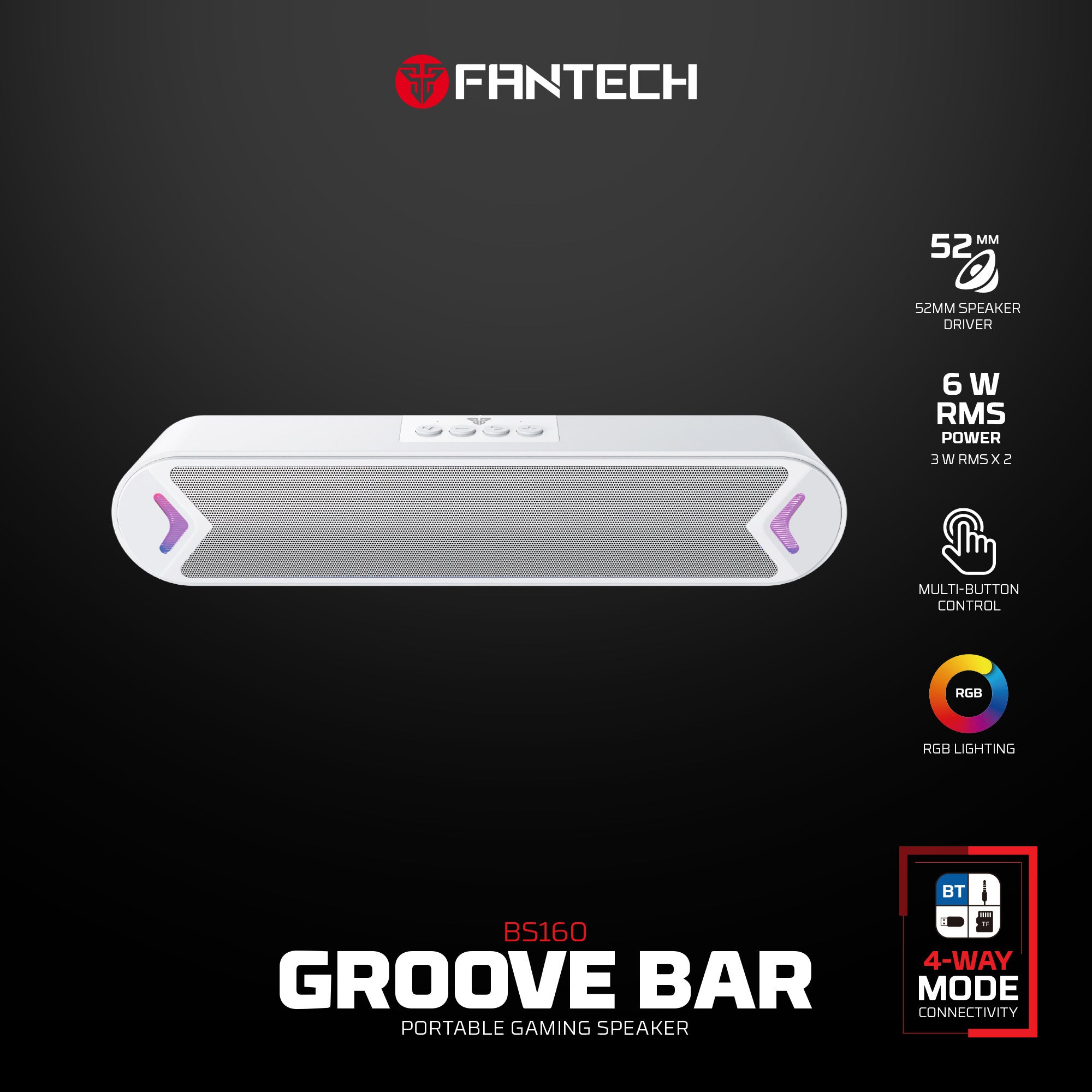 Fantech Bluetooth Speaker Groove Bar BS160 WHITE - - Fun Touch Shop