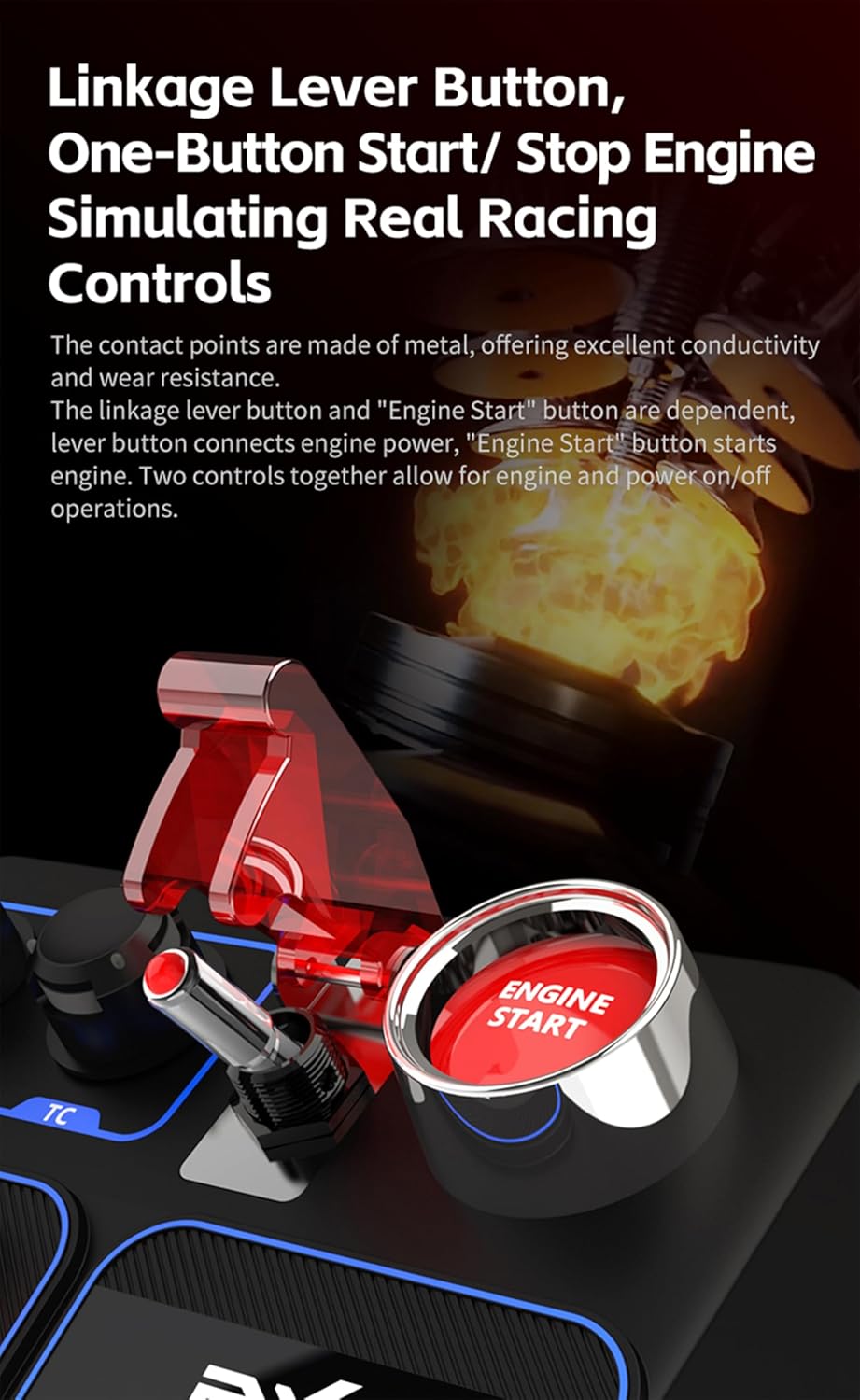 PXN CB1 Racing Button Box PC USB Simulation Racing Instrument Center Control Button Box Multi-function 30 Programmable Buttons for PC/V9 gen2, Adjustable RGB Lighting, For Truck ETS2 Hub Sim racing