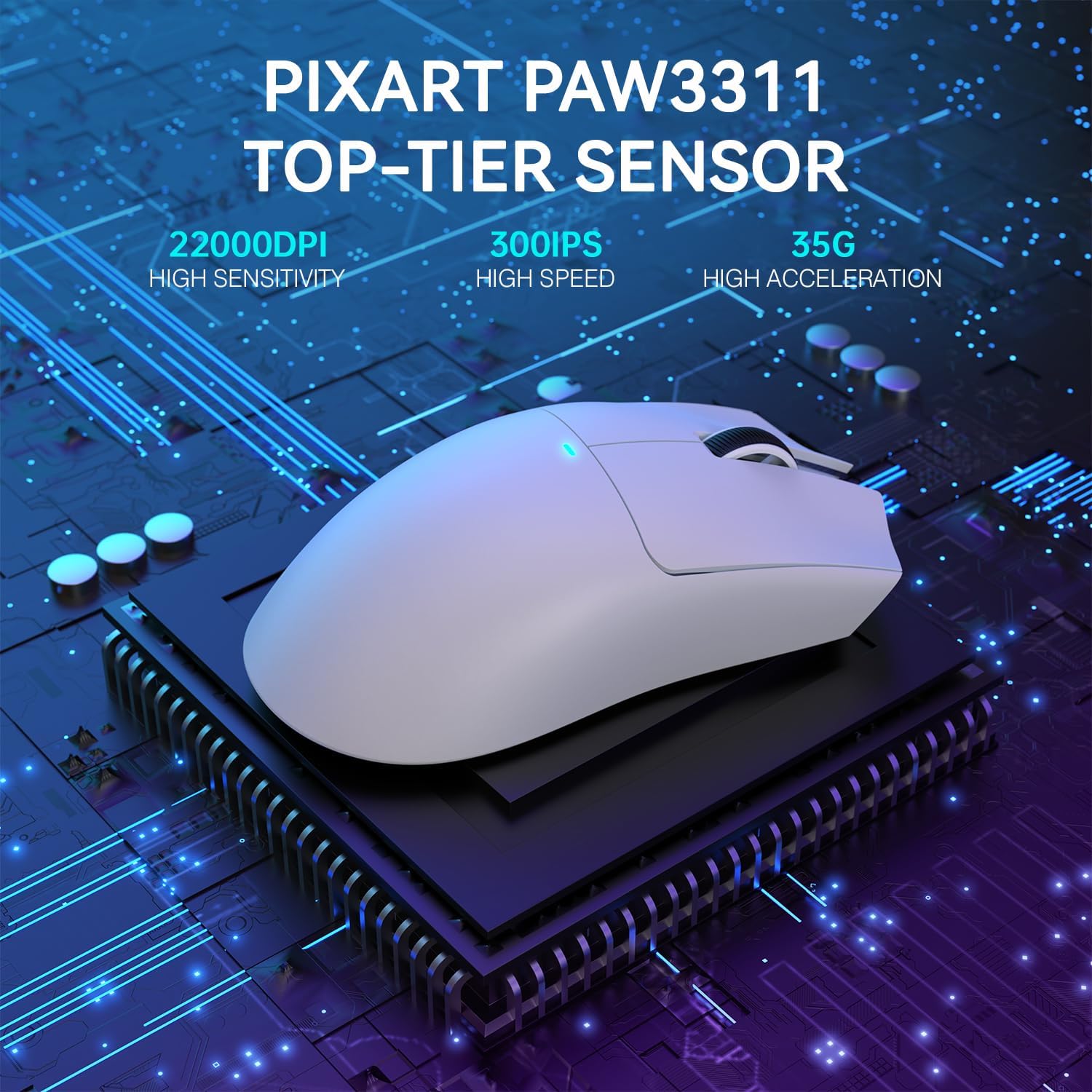 ATTACK SHARK X11 Lightweight Wireless Gaming Mouse with RGB Charging Dock,Tri-Mode-2.4G/USB-C Wired/BT,22K DPI,PAW3311 Optical Sensor,HUYU Switch, 5 programmable Buttons for PC/Mac(White) - - Fun Touch Shop