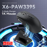 ATTACK SHARK X6 Lightweight Wireless Gaming Mouse with RGB Backlight Charging Base,Tri-Mode Wired/2.4GHz/BT5.2,26K DPI, 395 Optical PAW3Sensor,HUANO Switch,5programmable Buttons,PC/Mac(Black) - - Fun Touch Shop