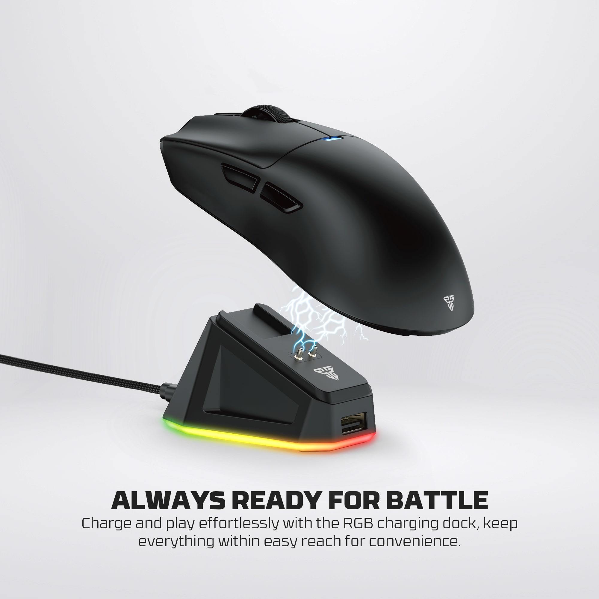 FANTECH TANTOE WG13E Wireless Mouse Three-mode switching and Magnetic Rechargeable Dock PixArt PAW3311 Up to 45 hours Macro Mic - Black - - Fun Touch Shop