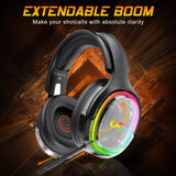 OCG Gaming Headset 2.4GHz Bluetooth Wireless Gaming Headphones for PS5 PS4 PC with Retractable Microphone,RGB Light Wireless Headset Wired Mode for Mac Switch PS2 Black - - Fun Touch Shop