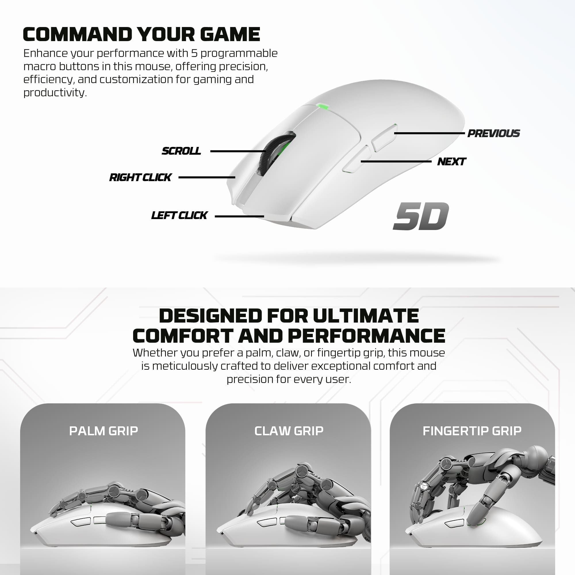FANTECH TANTOE WG13E Wireless Mouse Three-mode switching and Magnetic Rechargeable Dock PixArt PAW3311 Up to 45 hours Macro Mic - Black - - Fun Touch Shop