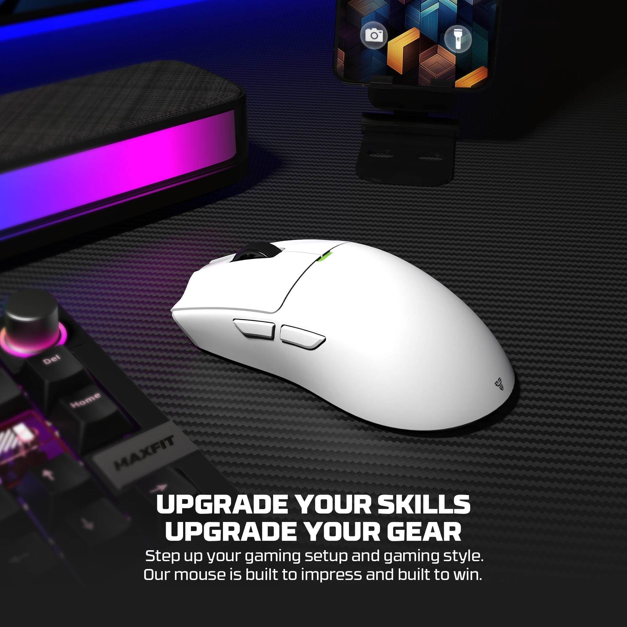 FANTECH TANTOE WG13E Wireless Mouse Three-mode switching and Magnetic Rechargeable Dock PixArt PAW3311 Up to 45 hours Macro Mic - Black - - Fun Touch Shop