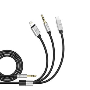 Earldom 3 in 1 type c et-aux09 aux cable (1000ml black/silver)
