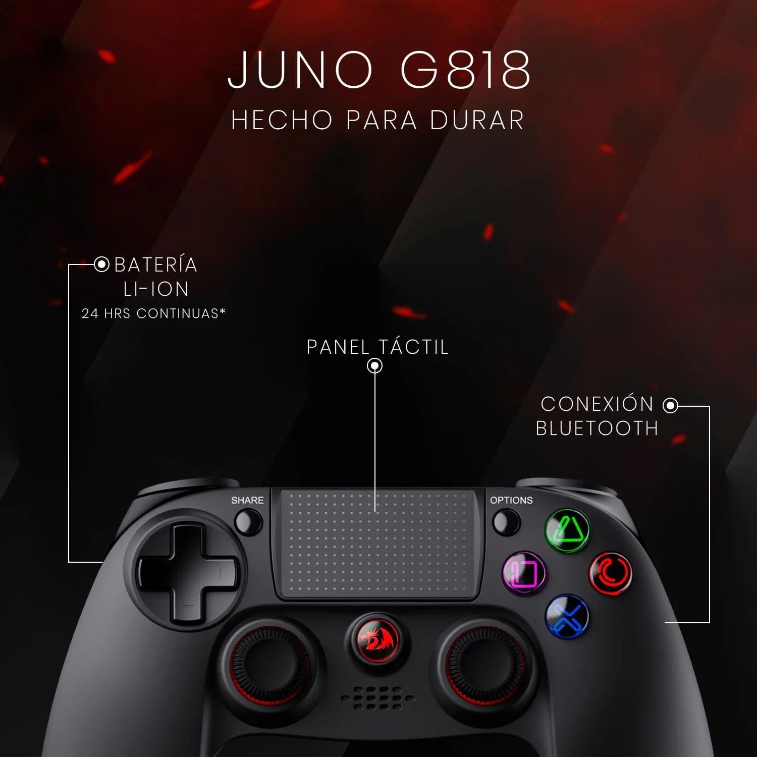 Control gamer redragon juno g818 wireless bluetooth