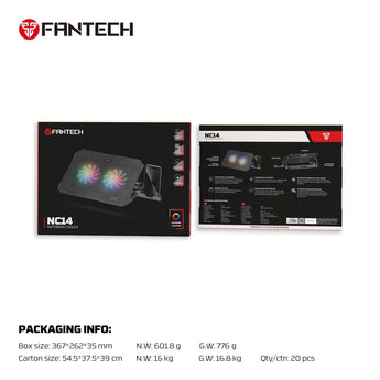 Fantech nc14 notebook cooler laptop cooling pad computer risers & stands