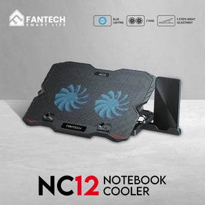 Fantech notebook cooler nc12 two fan suitable for 9-15.6 inch laptop computer