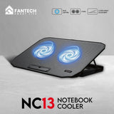 Fantech notebook cooler nc13 two fan suitable for 9-15.6 inch laptop computer