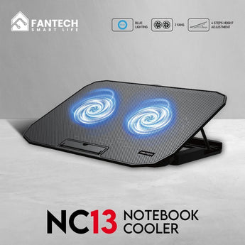 Fantech notebook cooler nc13 two fan suitable for 9-15.6 inch laptop computer