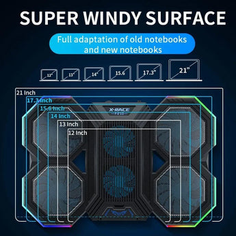 X-race notebook radiator air cooler laptop stand 6 fans
