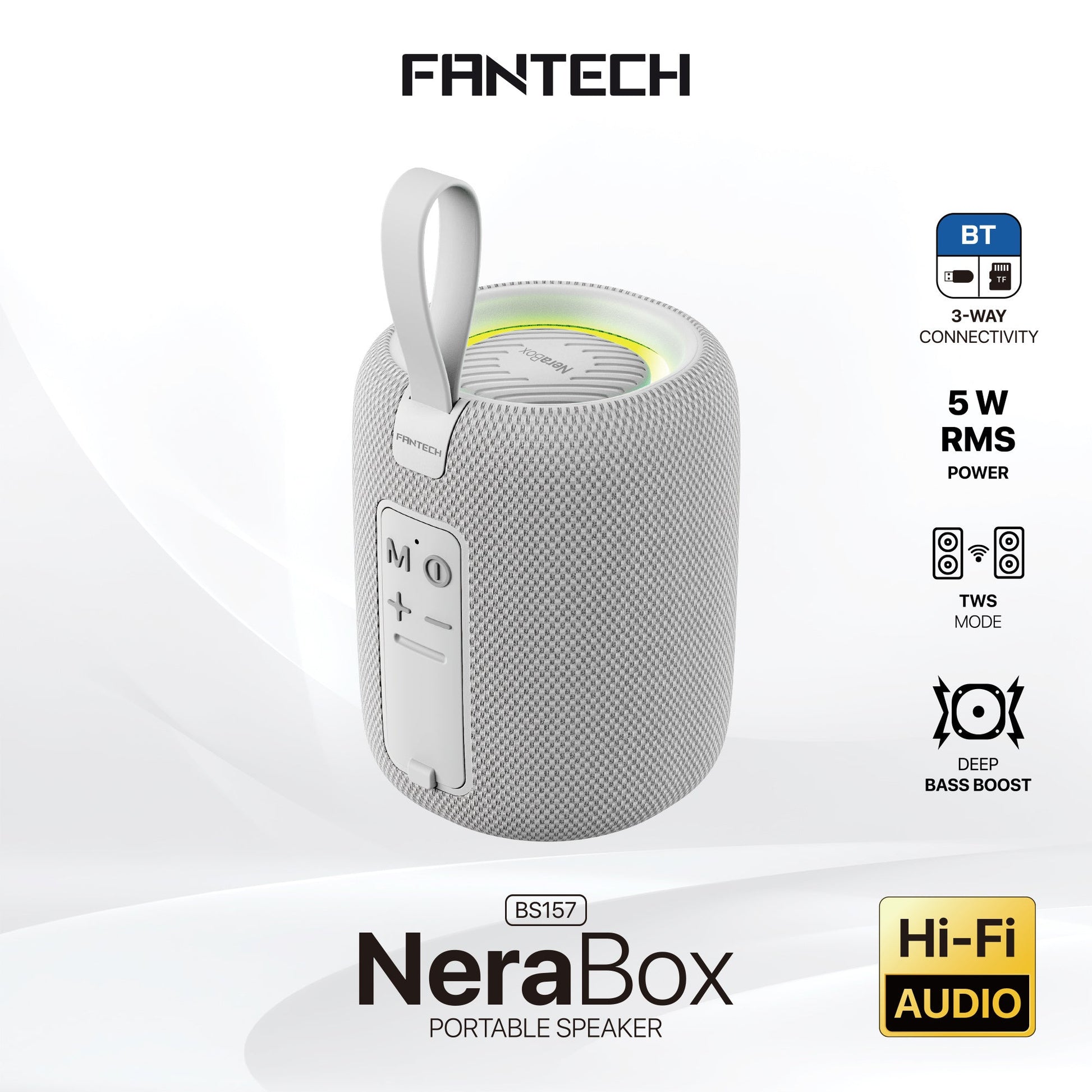 FANTECH(BS157)-NeraBox 5W RMS PORTABLE SPEAKER - Gray - - Fun Touch Shop