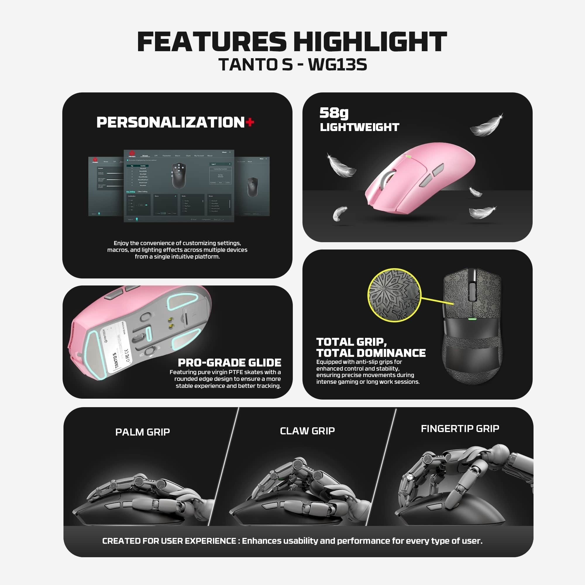 Fantech WG13S Tanto S Wireless Gaming Mouse 8k - - Fun Touch Shop