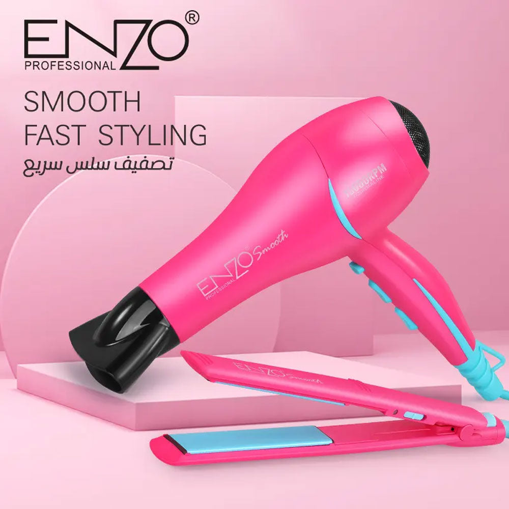 Enzo en-8801 vibrant pink-colored hair styling set