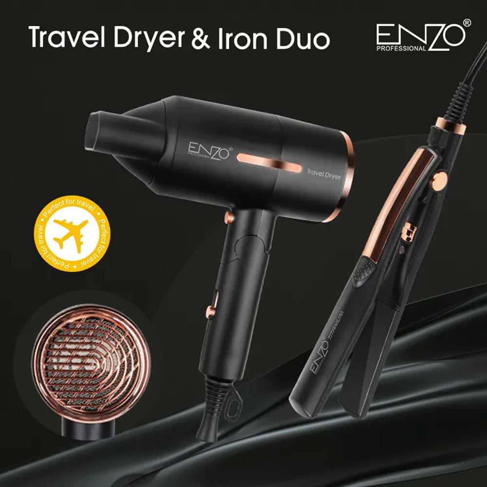 Enzo en-8893 compact and efficient 2-in-1 hair styling set,