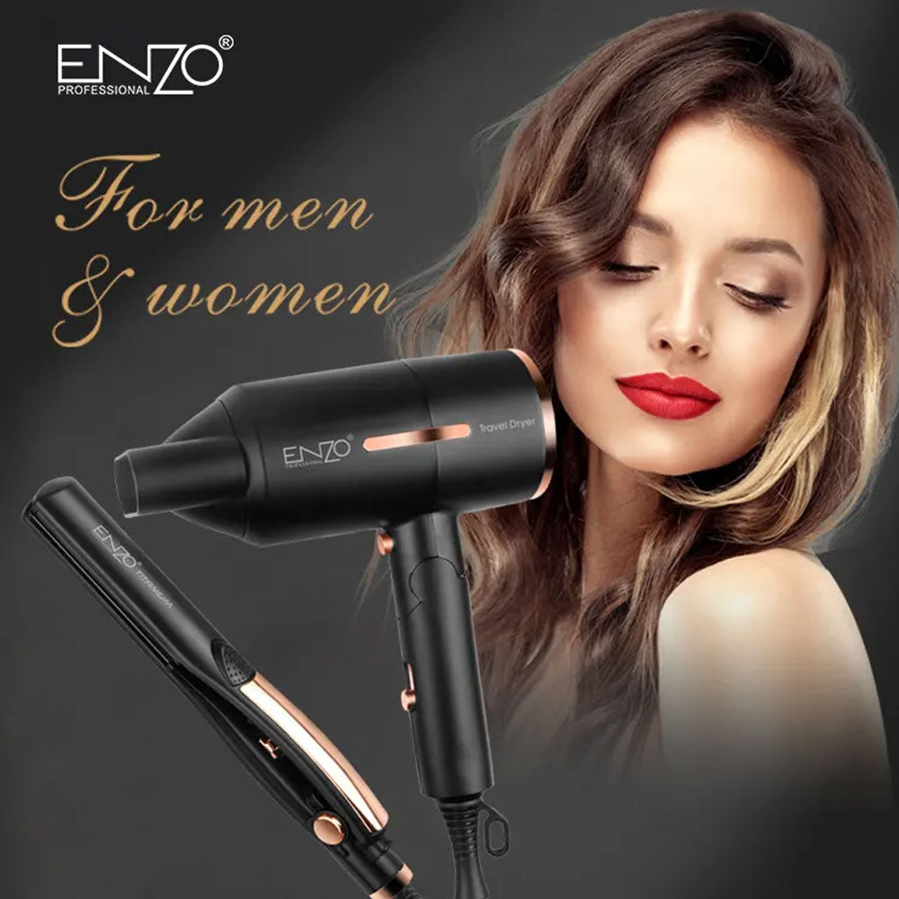 Enzo en-8893 compact and efficient 2-in-1 hair styling set,
