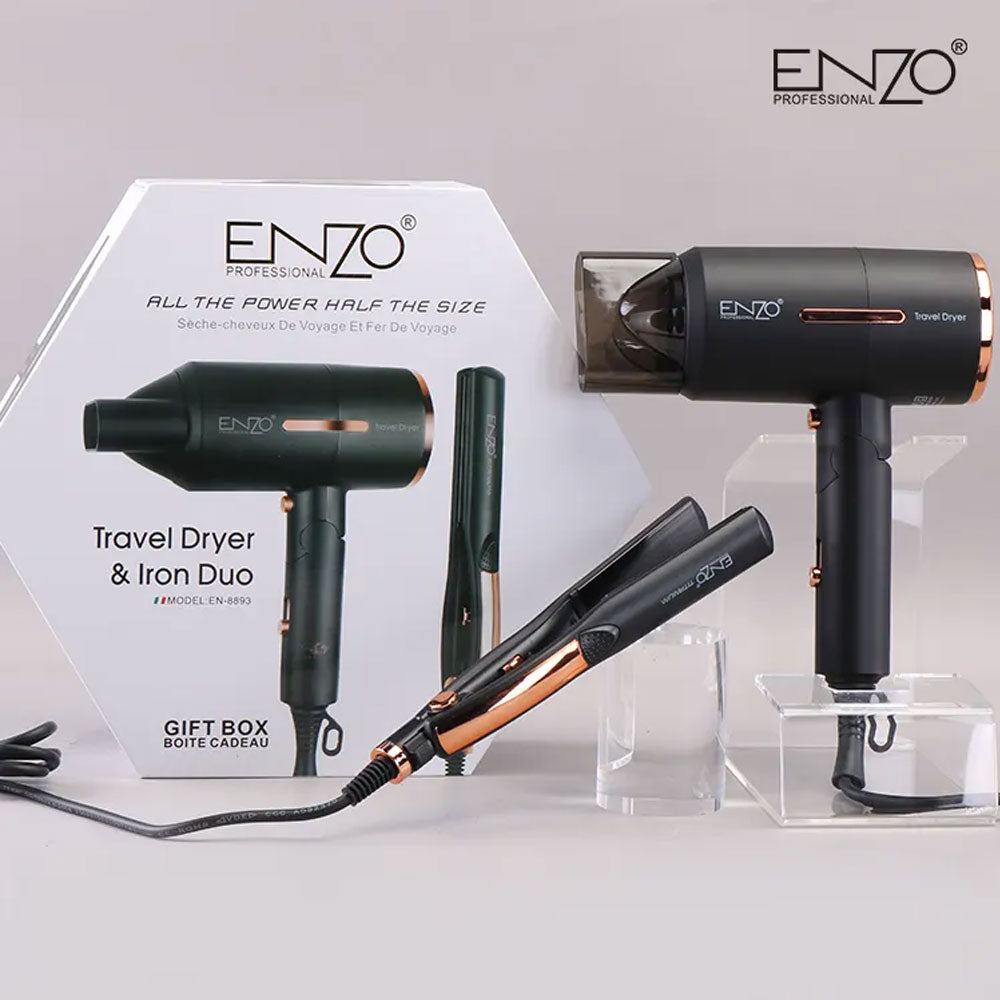 Enzo en-8893 compact and efficient 2-in-1 hair styling set,