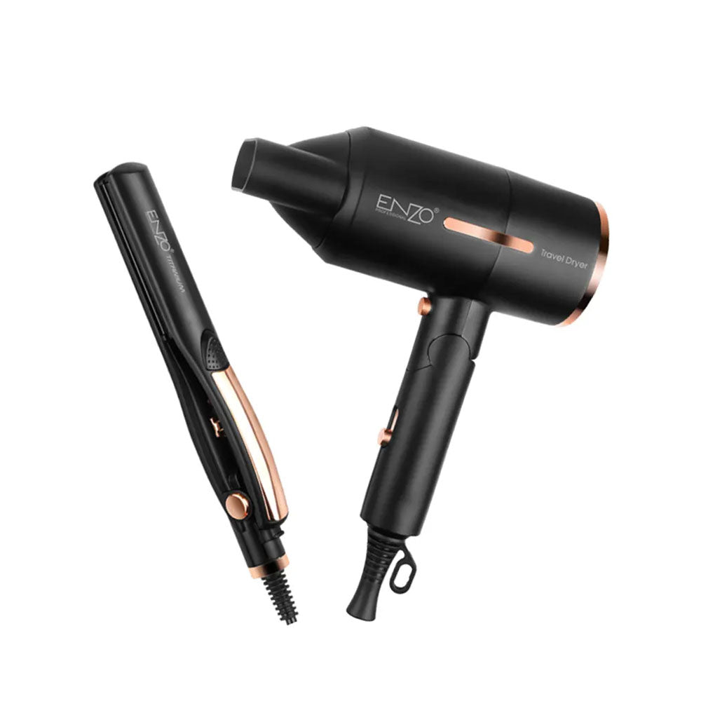 Enzo en-8893 compact and efficient 2-in-1 hair styling set,