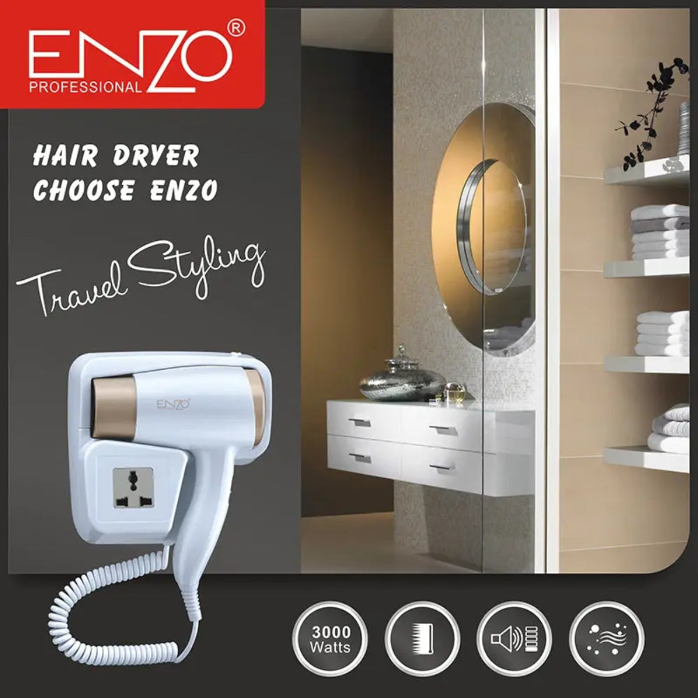 Enzo italy en-6622 hotel wall mounted hair dryer