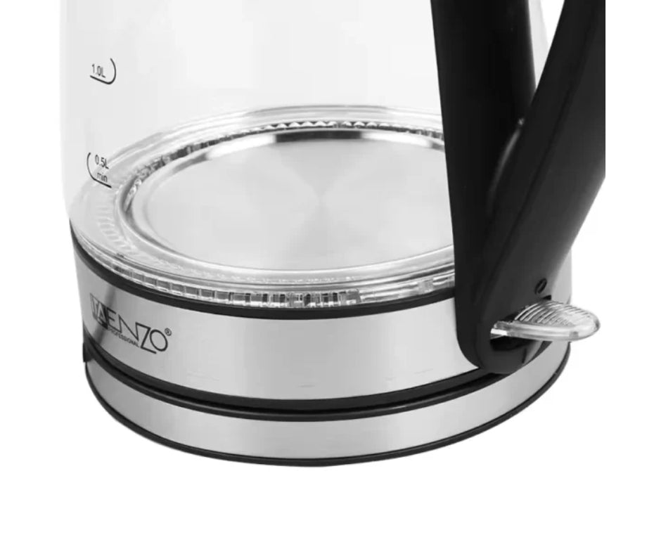 Enzo italy glass heater with led lighting and stainless steel body