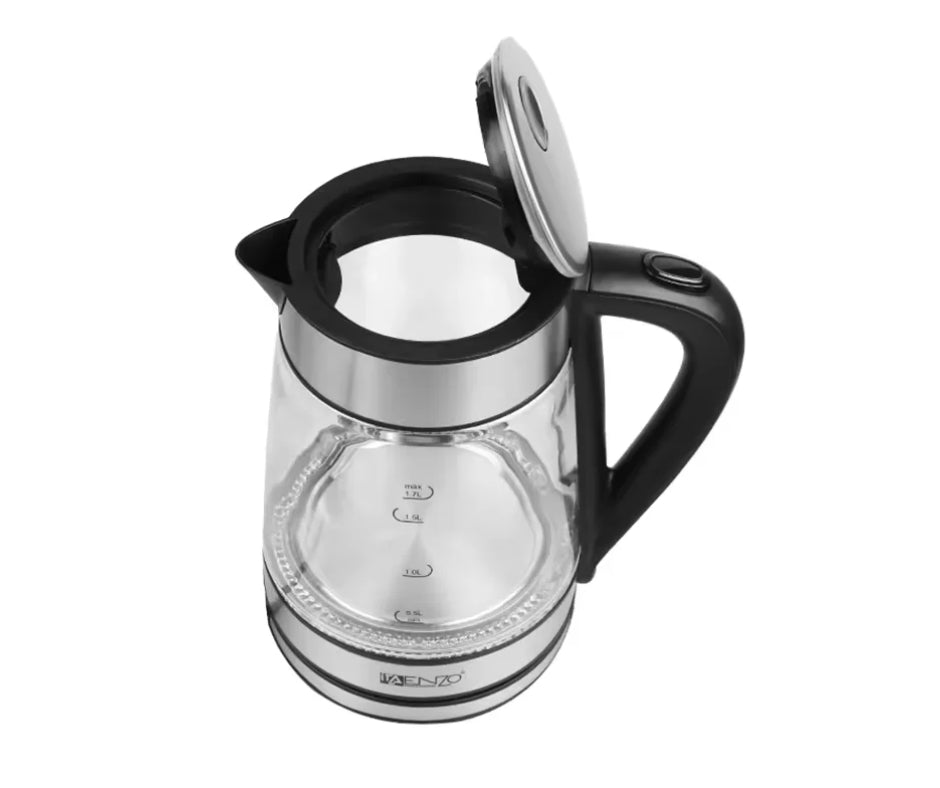 Enzo italy glass heater with led lighting and stainless steel body