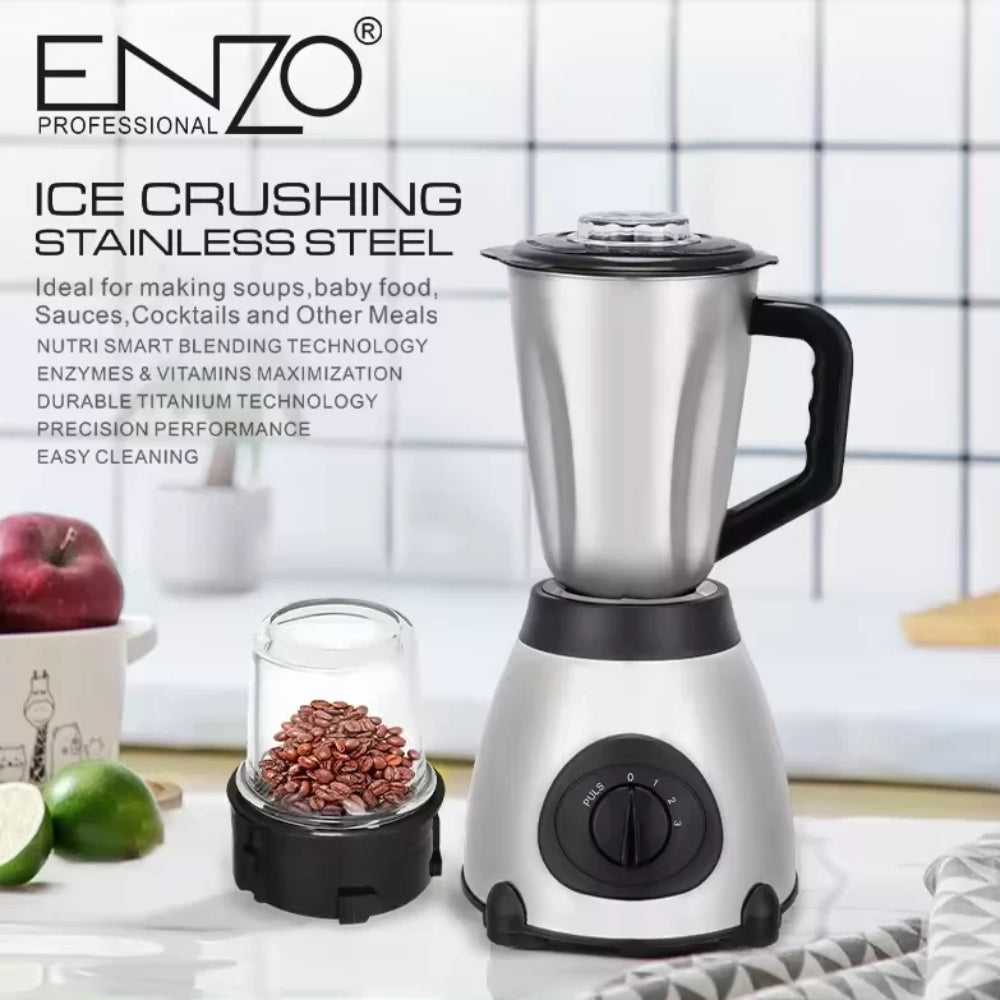 Enzo italy ita-30007 full stainless steel blender with grain and spice grinder