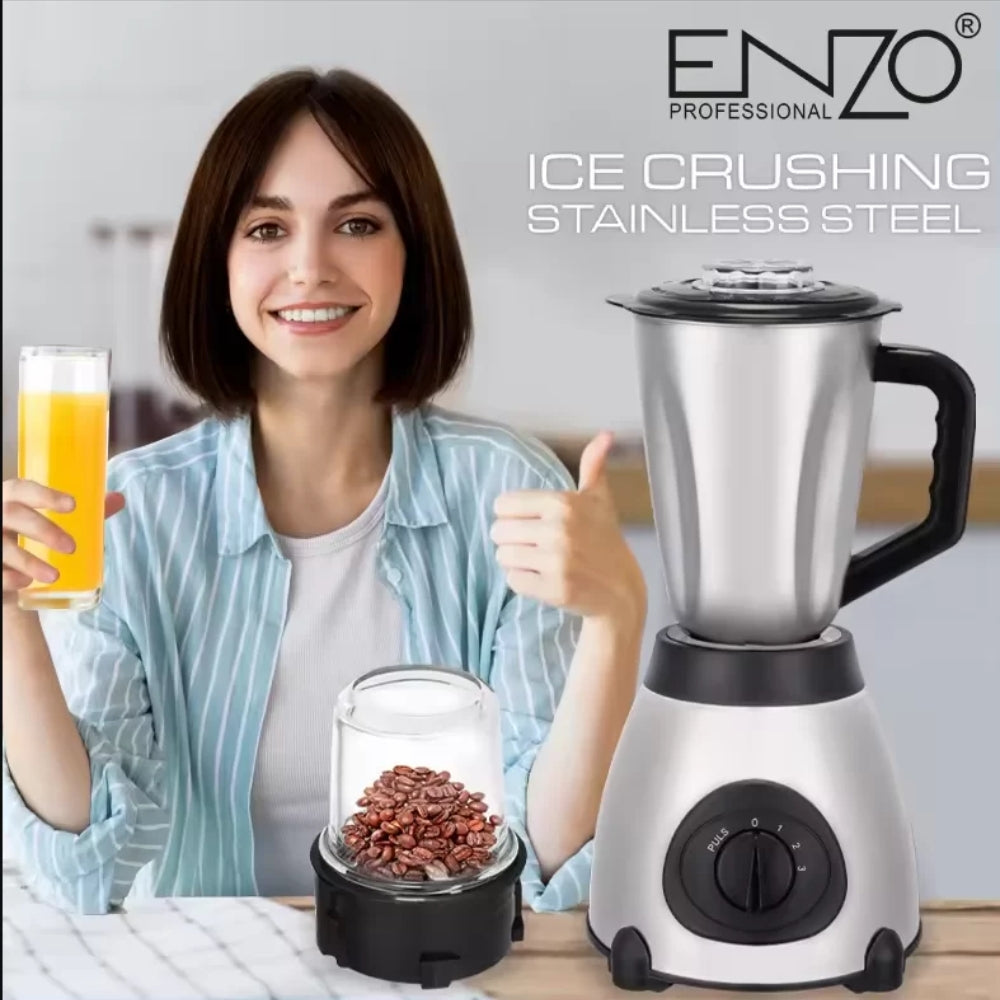 Enzo italy ita-30007 full stainless steel blender with grain and spice grinder