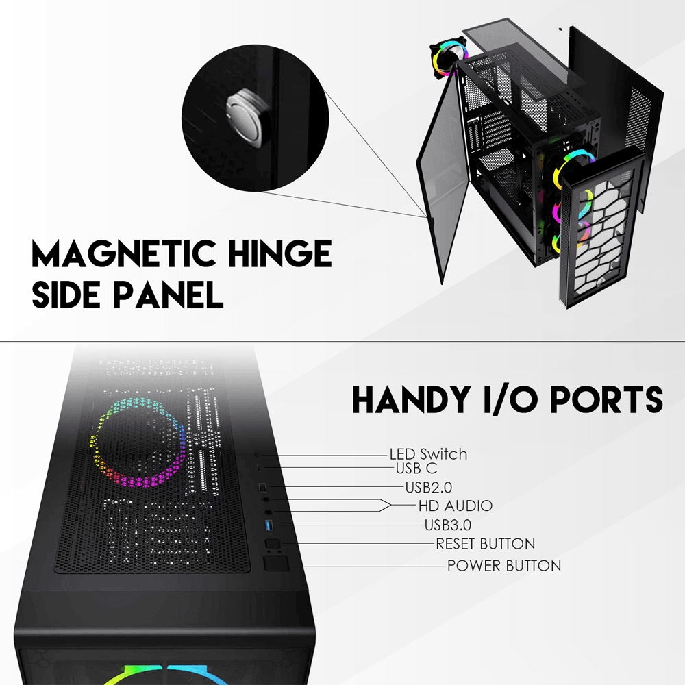 Fantech AERO XL CG81 Full Tower Case with 4 Free RGB Fan 55 JOD