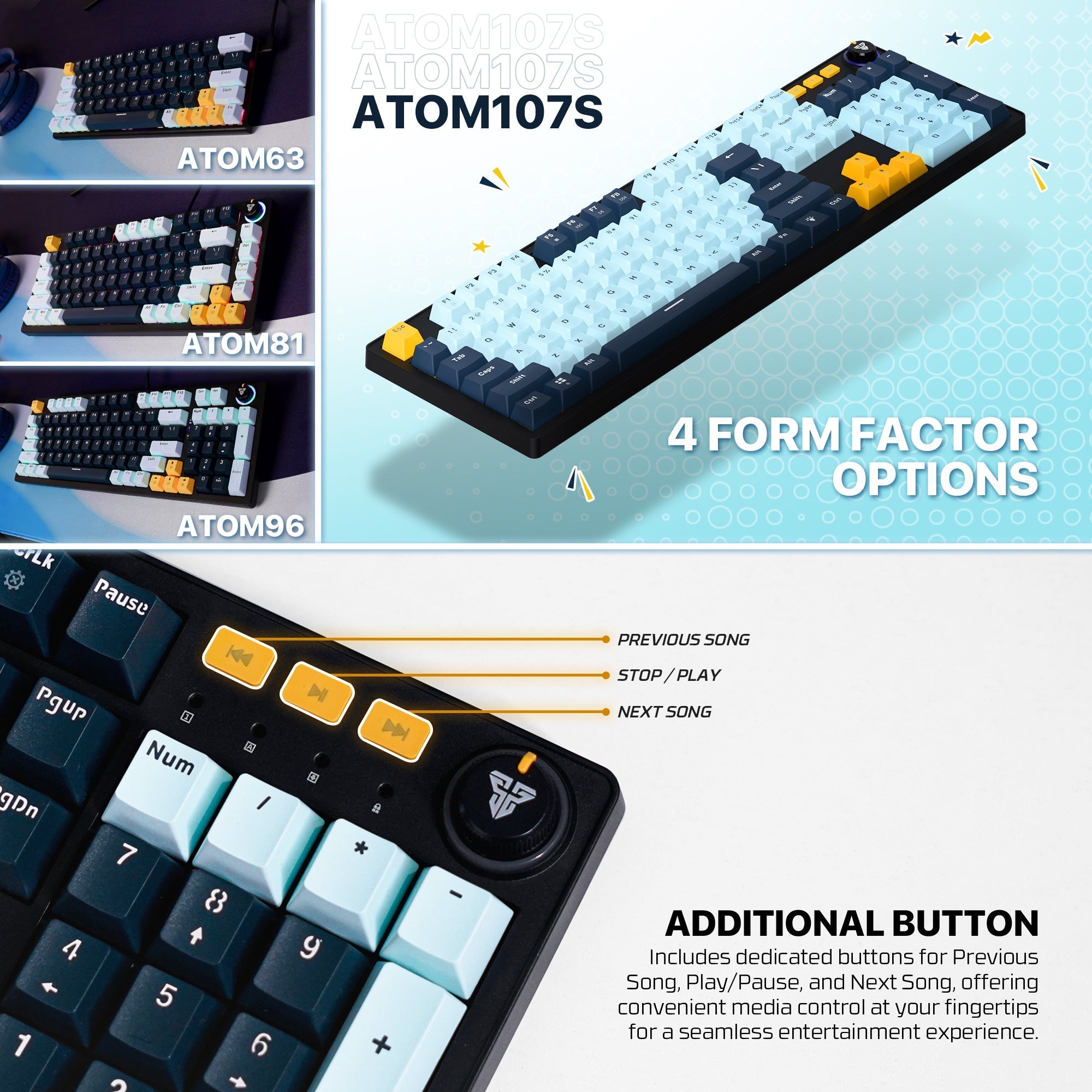 Fantech atom107s mk893s mechanical gaming keyboard