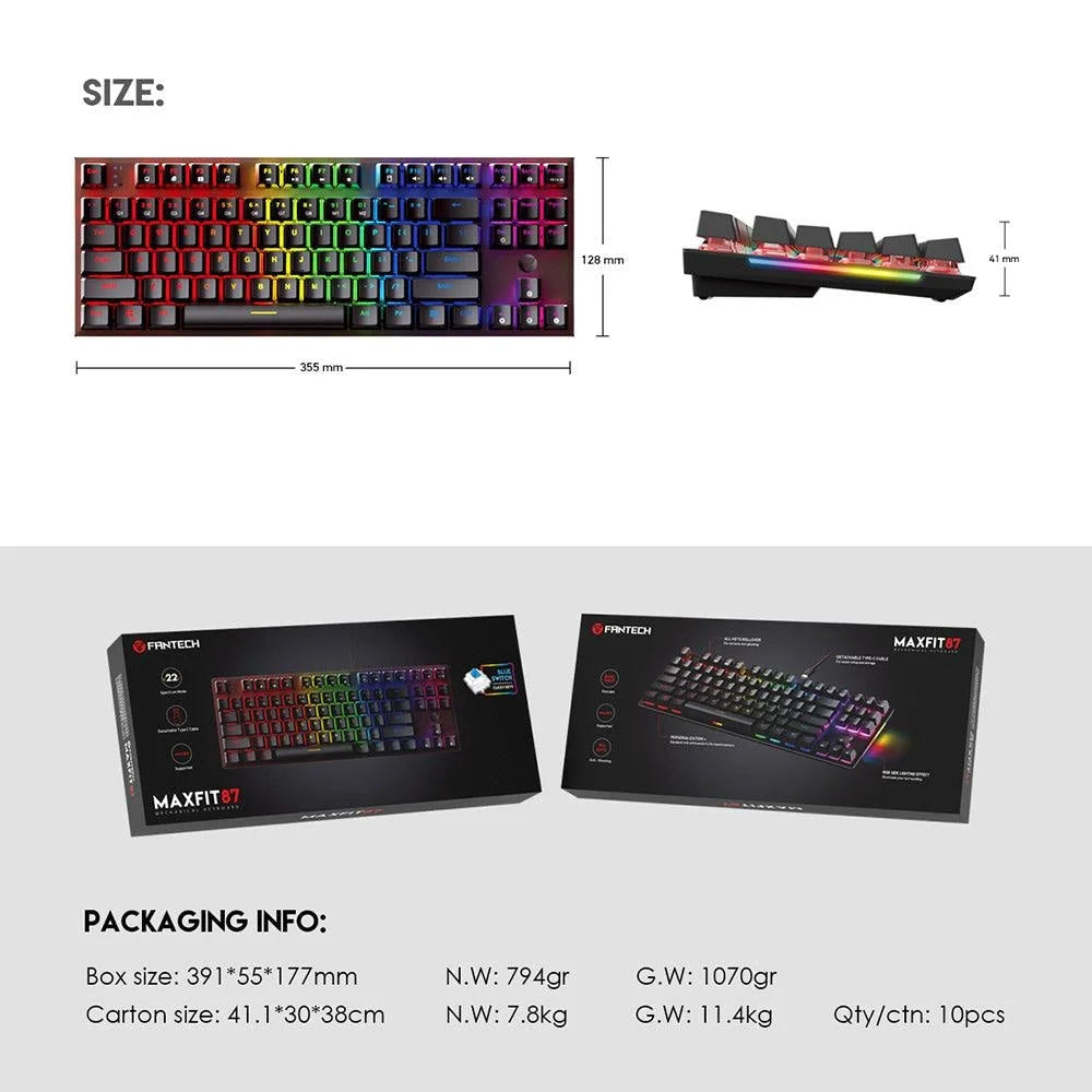 Fantech maxfit87 mk856 rgb mechanical keyboard