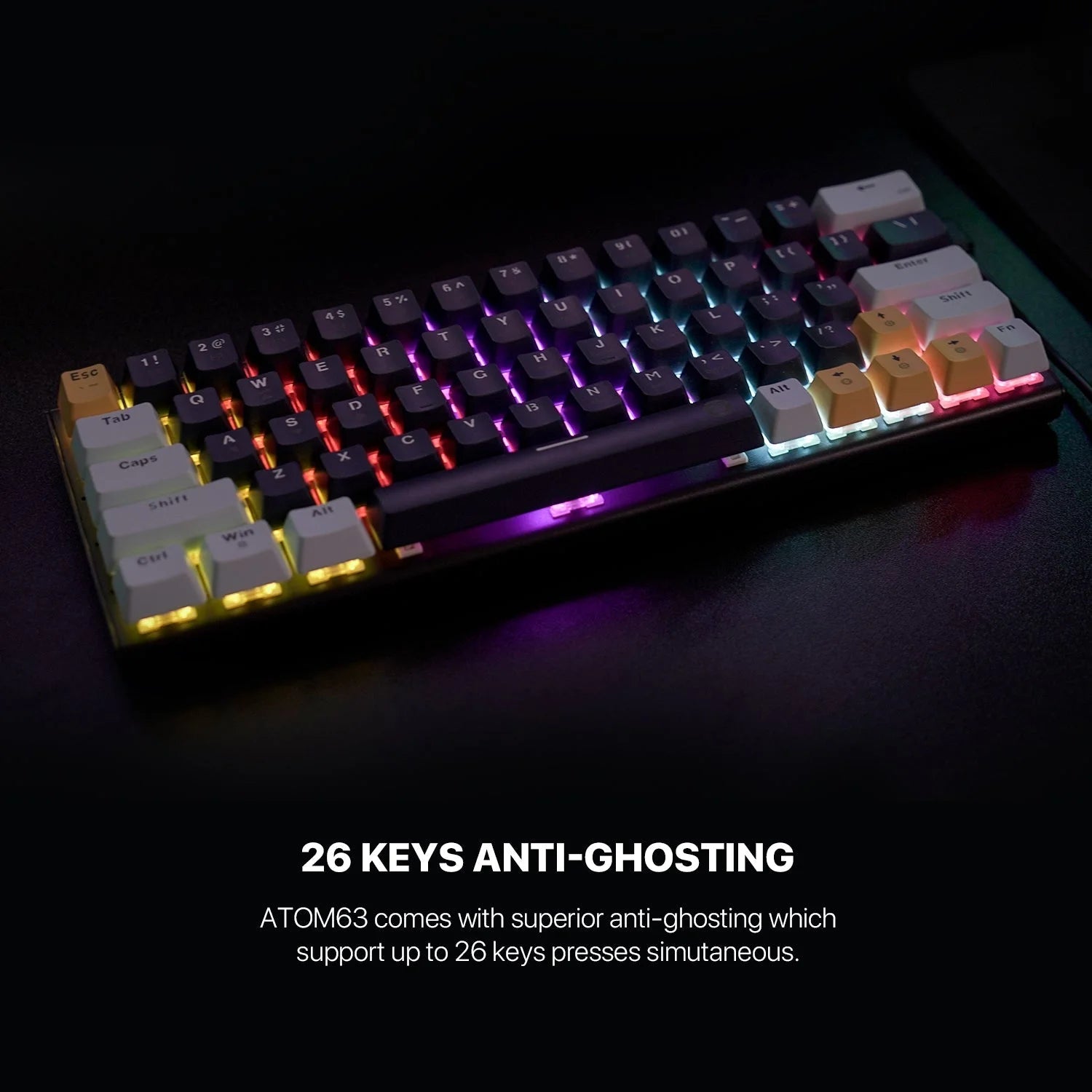 Fantech mk874 v2 atom 63 hot swappable mechanical keyboard navy blue