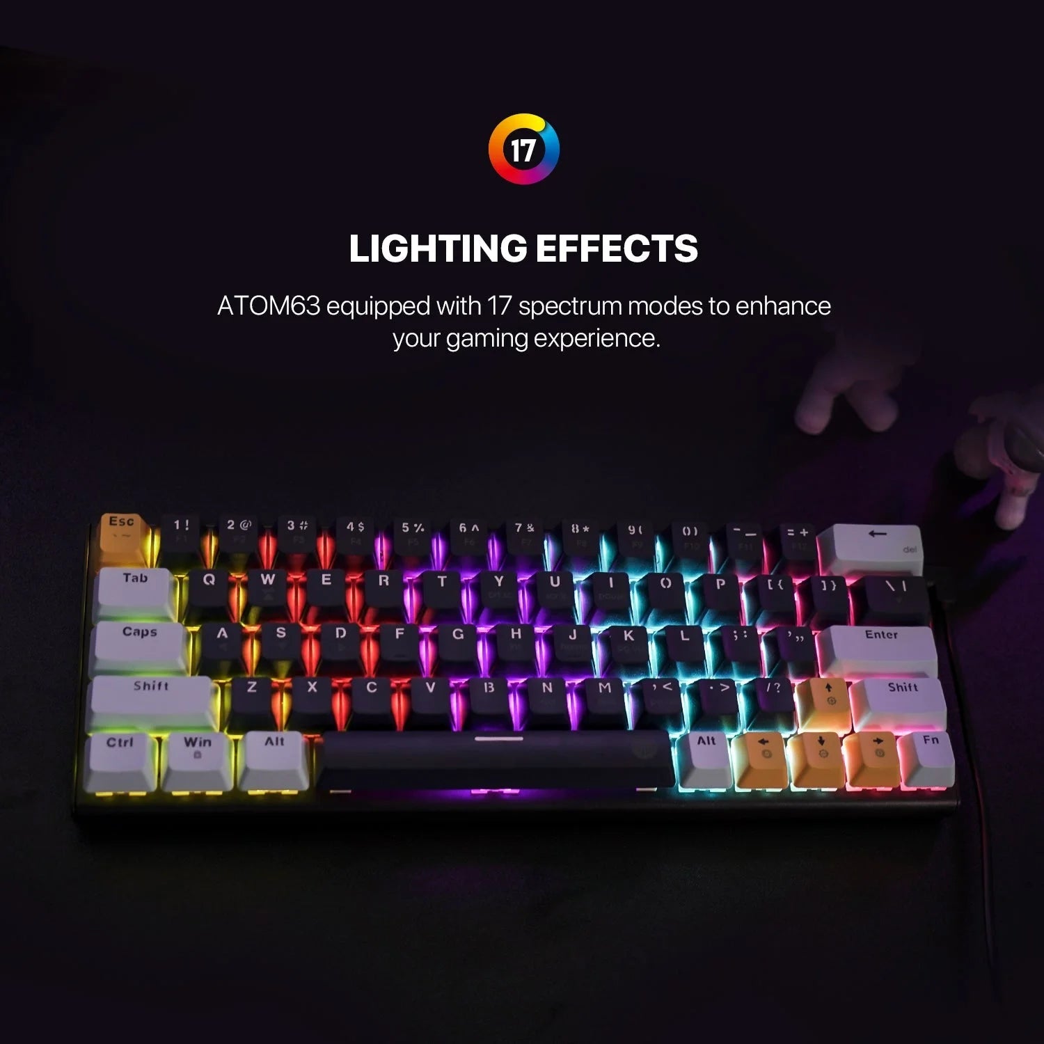 Fantech mk874 v2 atom 63 hot swappable mechanical keyboard navy blue