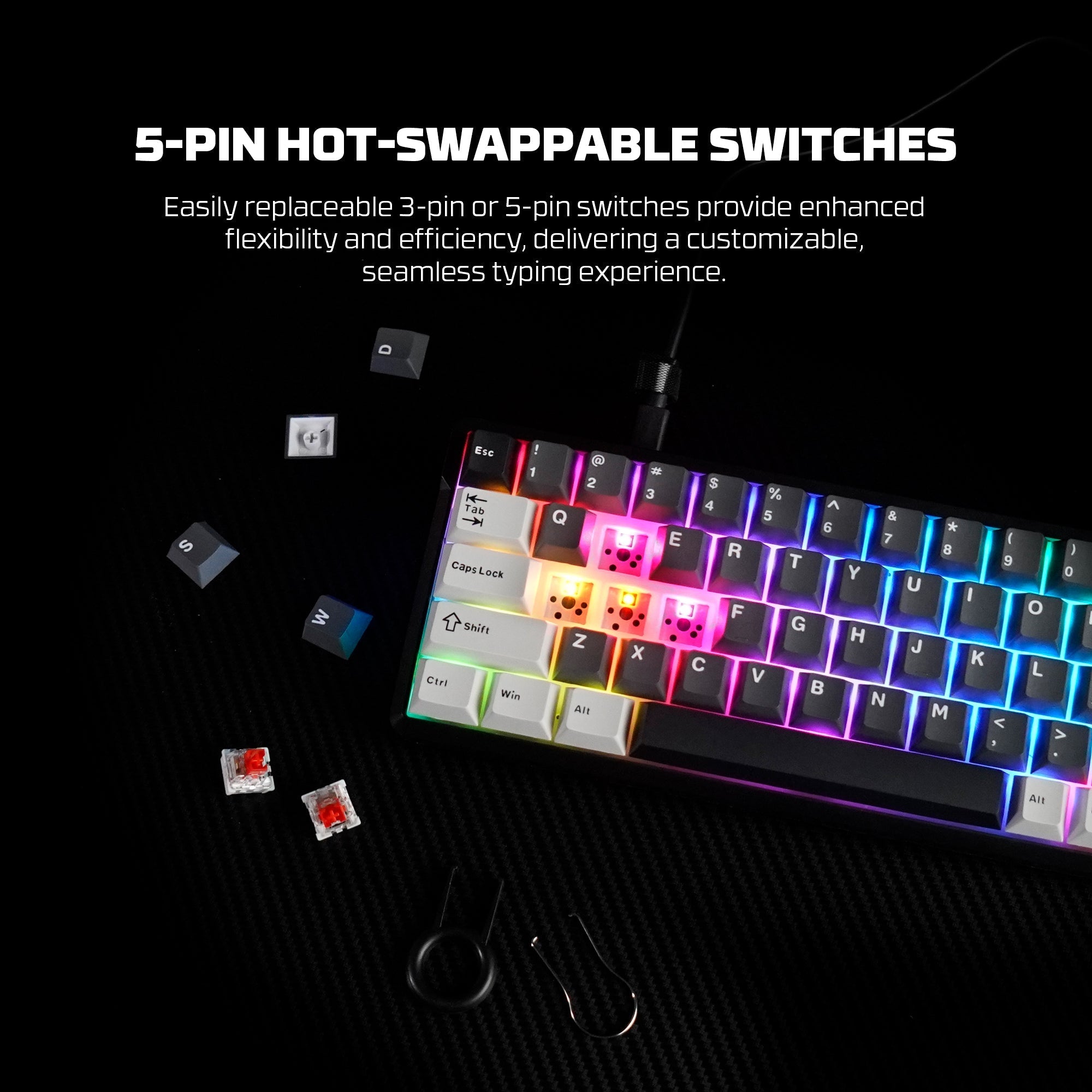 Fantech mk919 atom pro66 mechanical keyboard black
