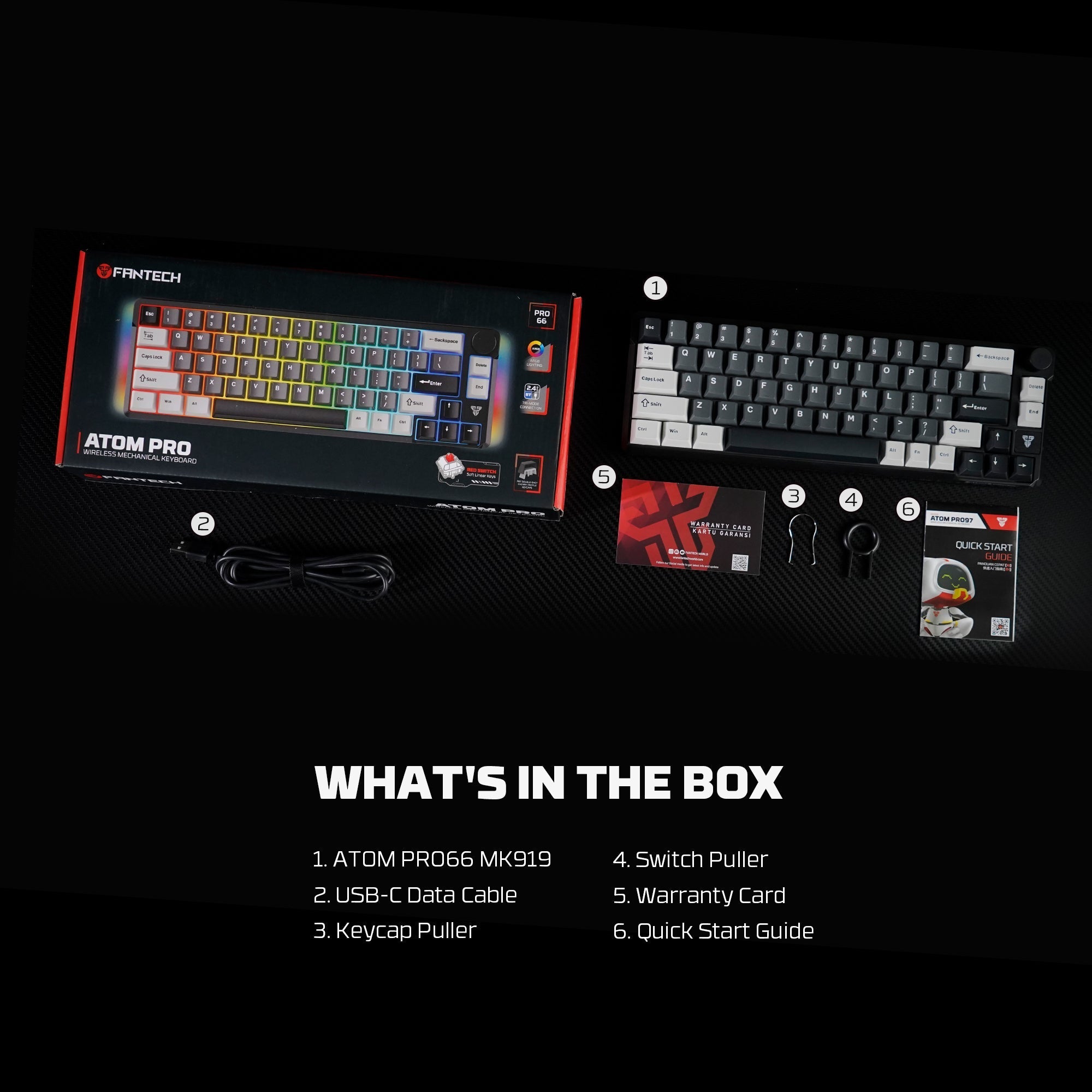 Fantech mk919 atom pro66 mechanical keyboard black