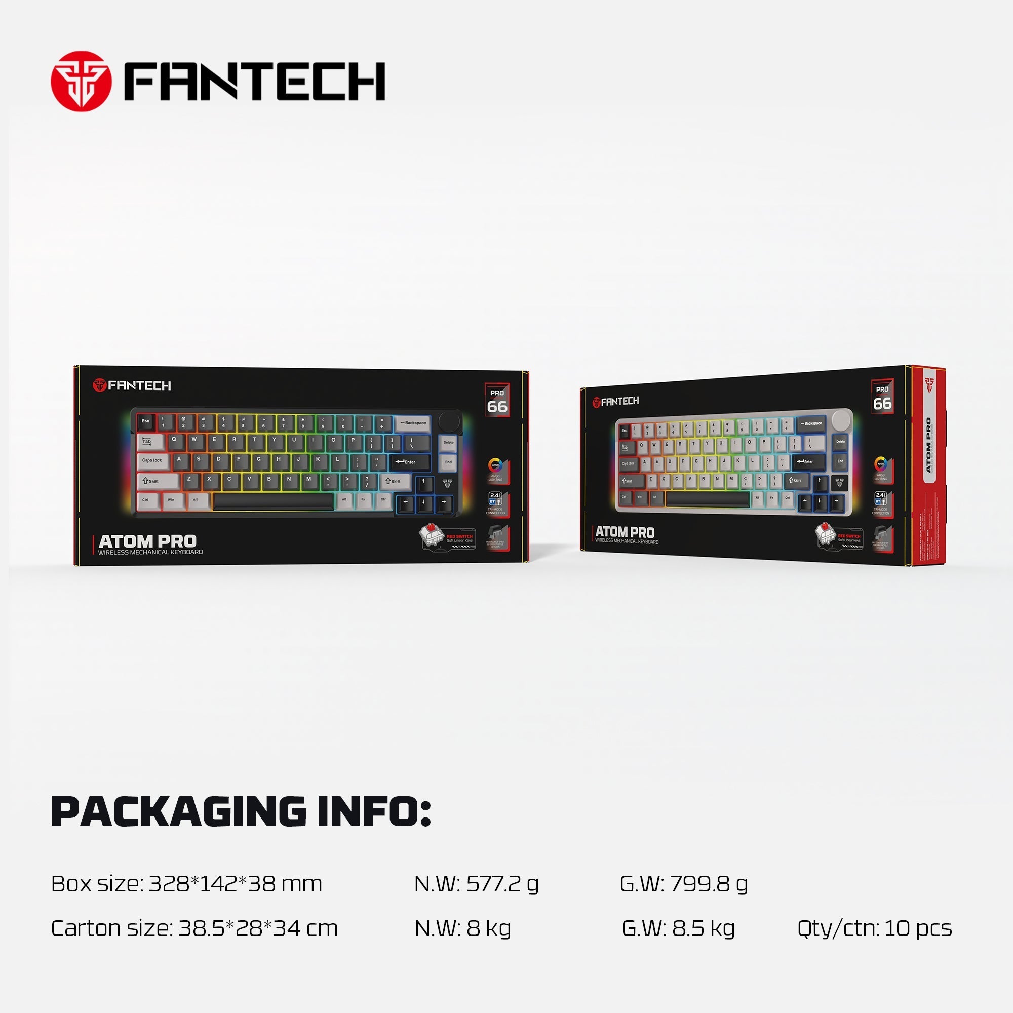Fantech mk919 atom pro66 mechanical keyboard grey