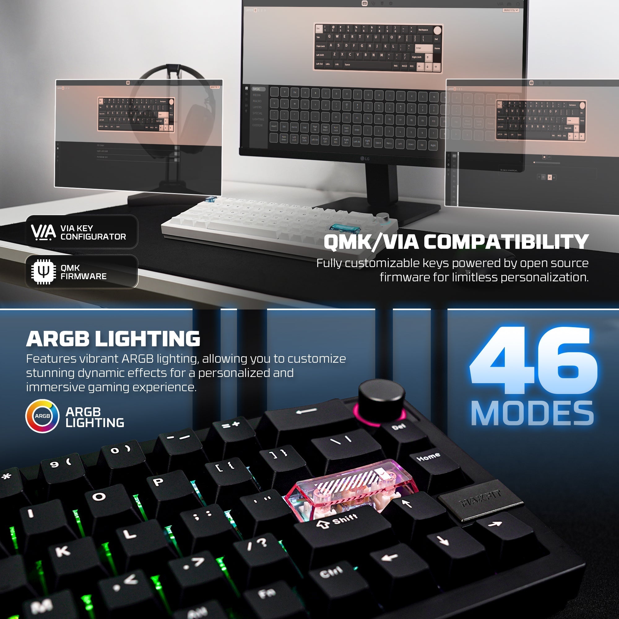 Fantech mk920 maxfit6 wireless mechanical gaming keyboard black