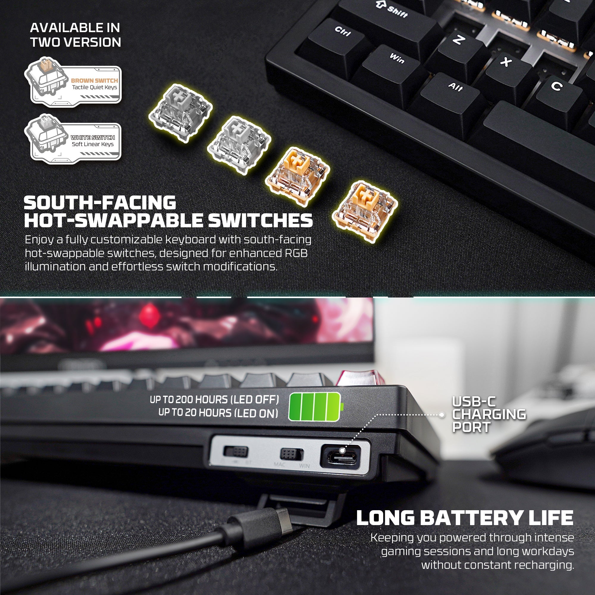 Fantech mk920 maxfit6 wireless mechanical gaming keyboard white