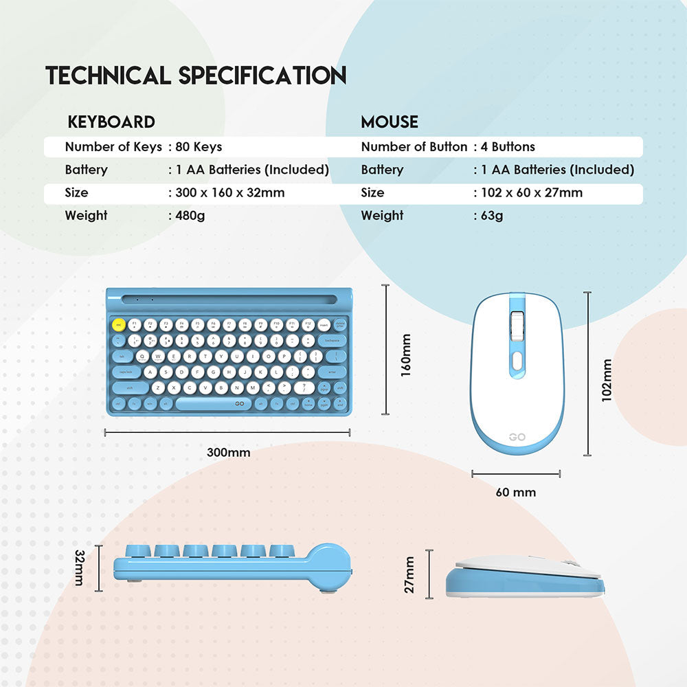Fantech MOCHI 80Keys WK897 Wireless Keyboard Mouse Combo Set For Windows New