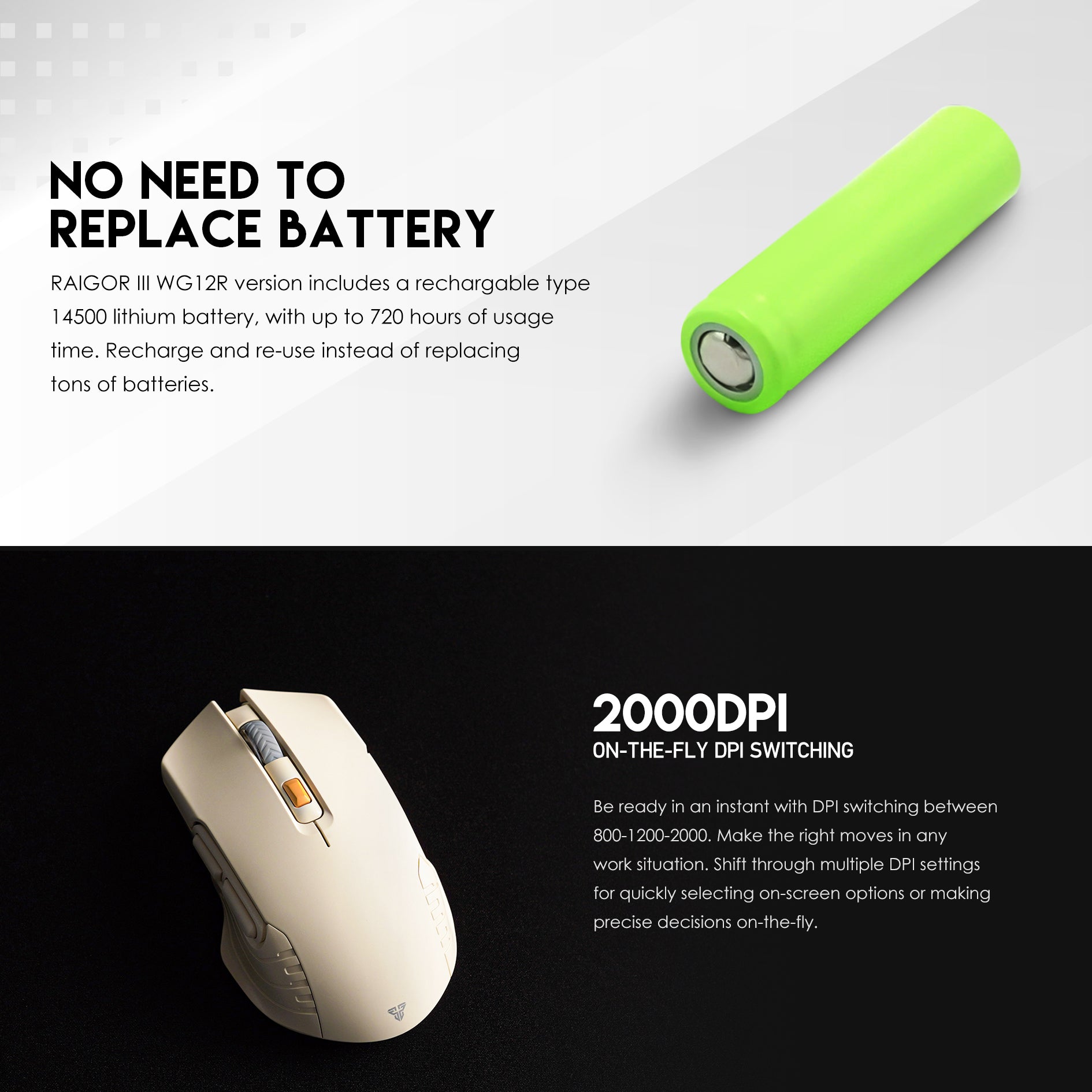 Fantech RAIGOR Gen III WG12R Rechargeable Mouse Wireless Gaming Mouse