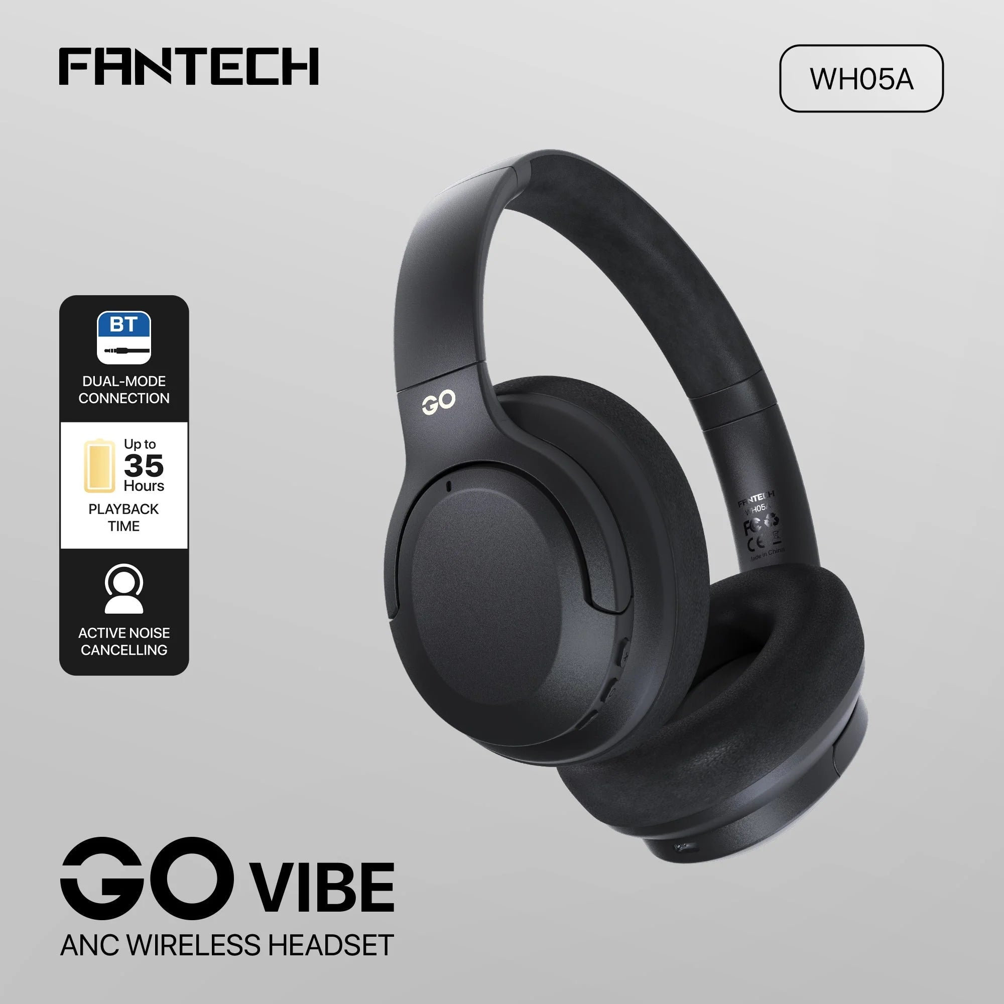Fantech wh05a go vibe anc wireless headset black