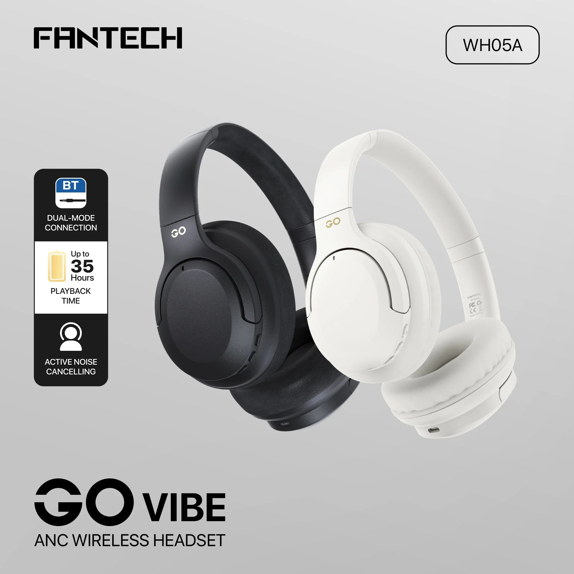 Fantech wh05a go vibe anc wireless headset black
