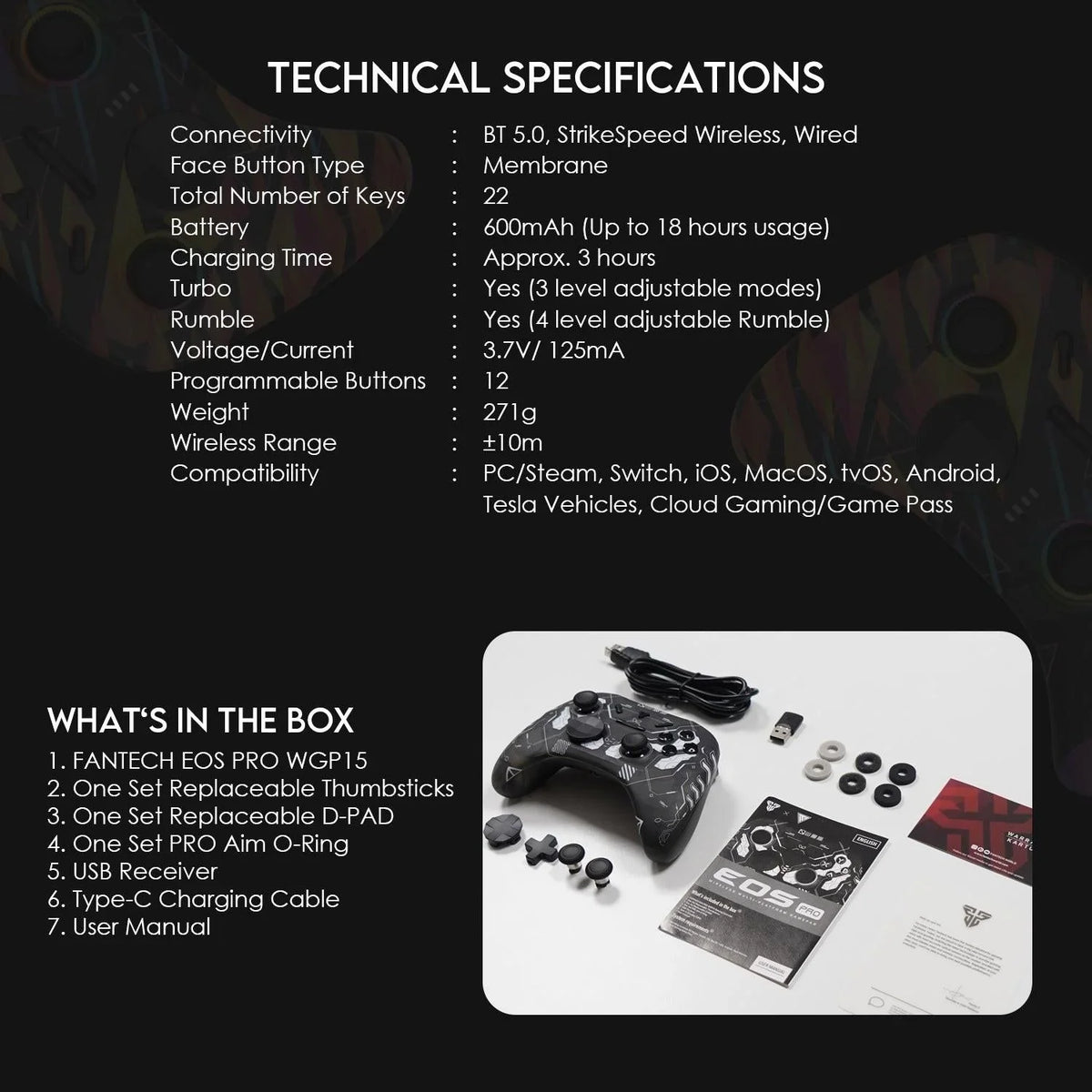 Fantech wgp15 solaris eos pro controller - wireless gaming excellence - console | controller | pc controller | mobile