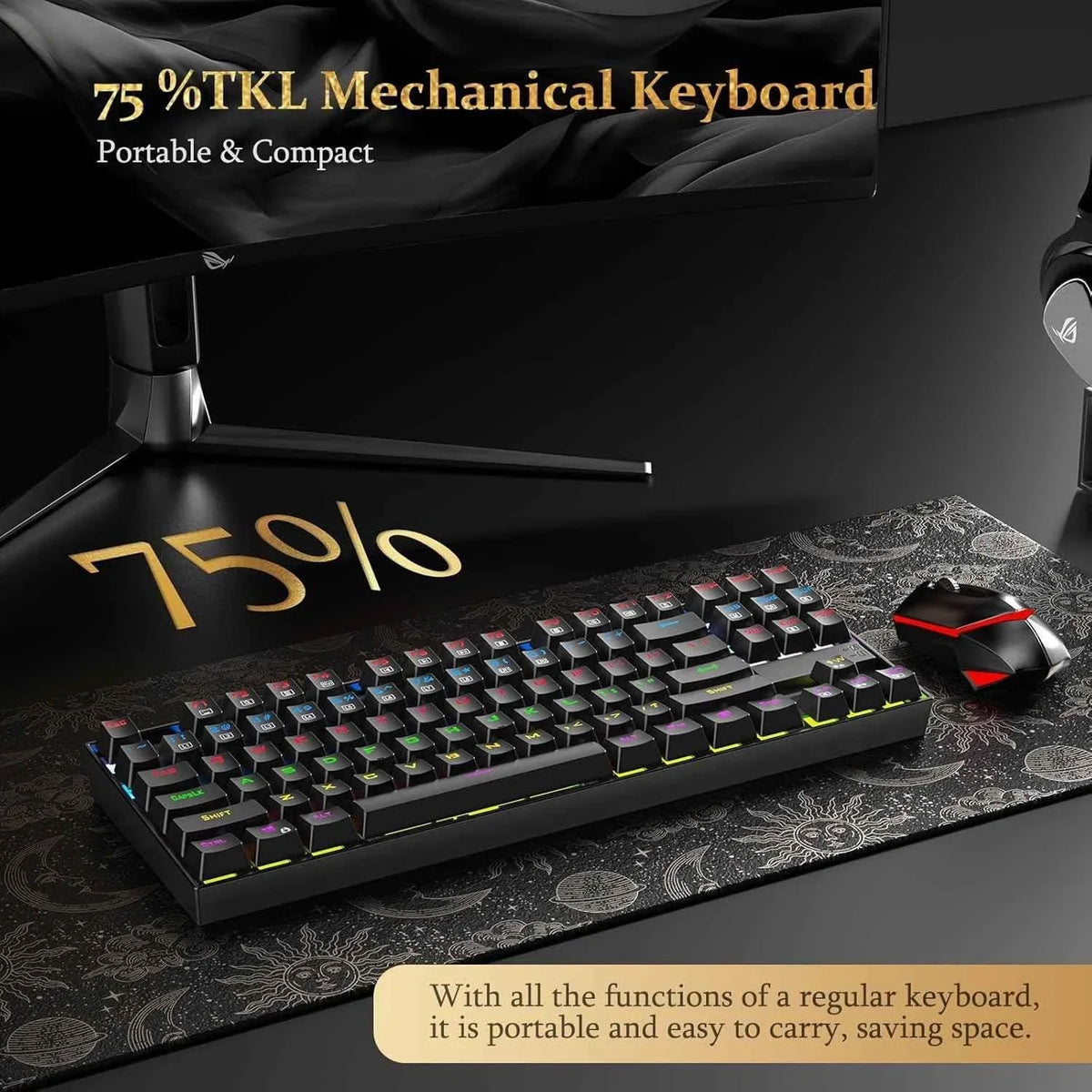 Redragon k552 mechanical keyboard - led gaming keyboard with 87 keys - keyboard