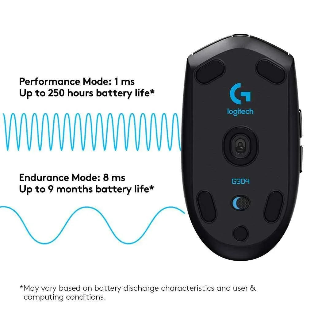 Logitech g304 wireless gaming mouse - hero sensor 12,000 dpi lightspeed wireless technology - mouse